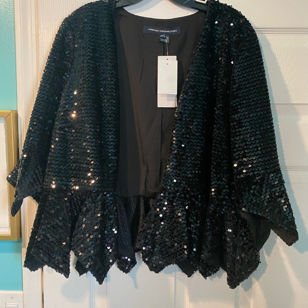 French Connection Black Sequin Shrug